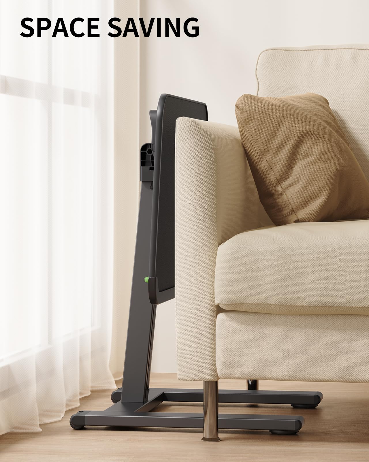SAIJI Stabiler TV-Tablett mit Rollen, robuste Metall-TV-Tabletts zum Essen auf der Couch, höhenverstellbarer Schreibtisch für Bett, Sofa, Liege, tragbare kleine faltbare Tische