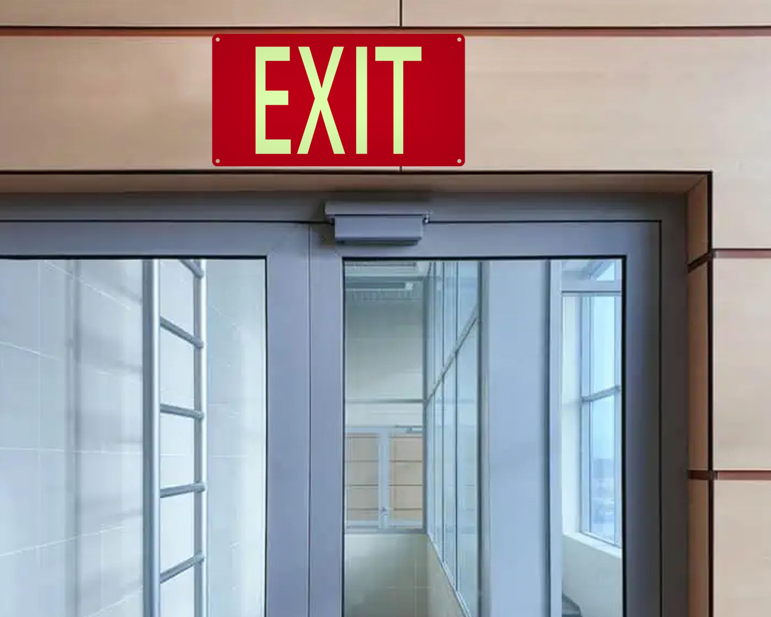 Adhesive Backing Exit Signs SASELUX S 2-Pack - Glow In Dark Aluminum ...