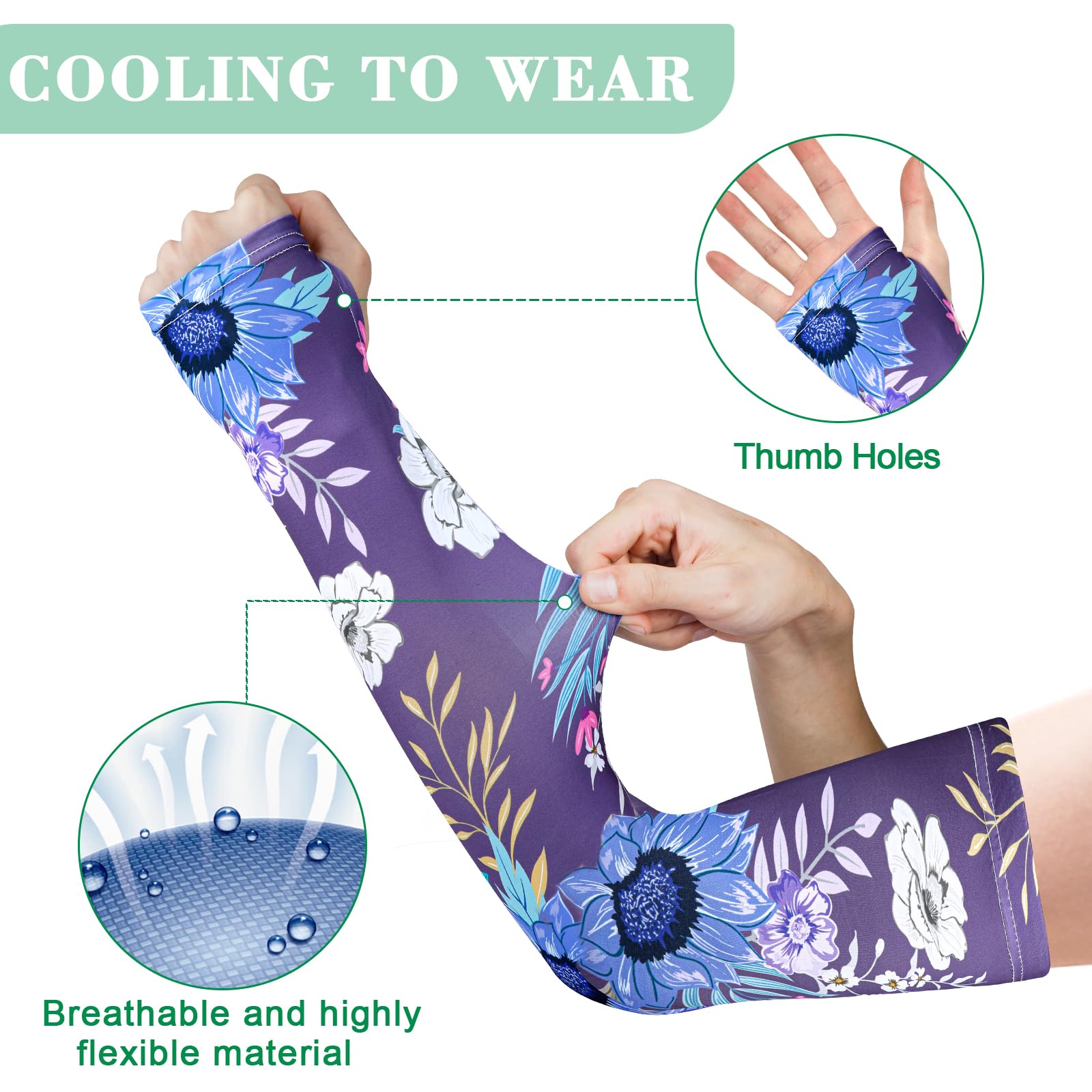 4 pares de mangas de jardinería antideslizantes con agujero para el pulgar, mangas de enfriamiento para mujeres y hombres al aire libre, mixcolor-a, talla única