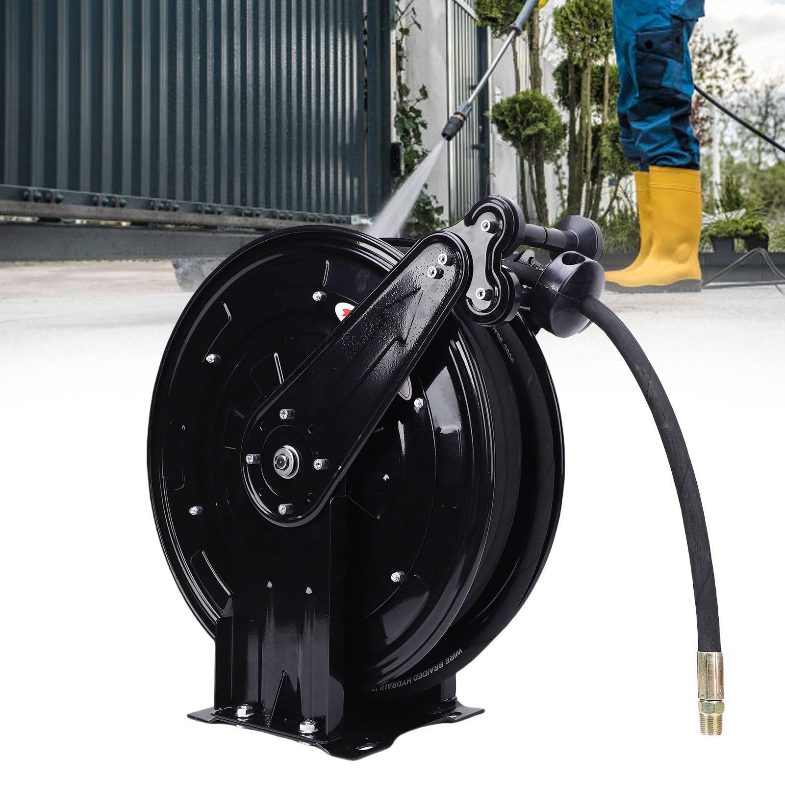 Sxhlseller Bęben na wąż z Podwójnym Ramieniem Wytrzymała, Zwijana Stal o Dużej Wytrzymałości 4000PSI do Prac Montażowych Związanych z konserwacją Samochodu