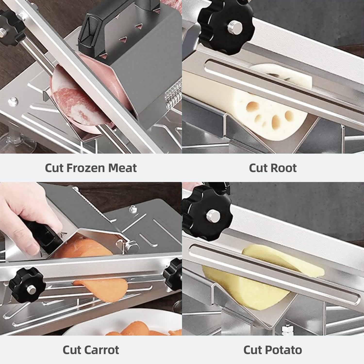 Cortador manual de carne congelada para olla caliente, cortador de carne de acero inoxidable mejorado para rollo de carne de cordero de ternera, máquina cortadora de alimentos para Shabu Shabu 4