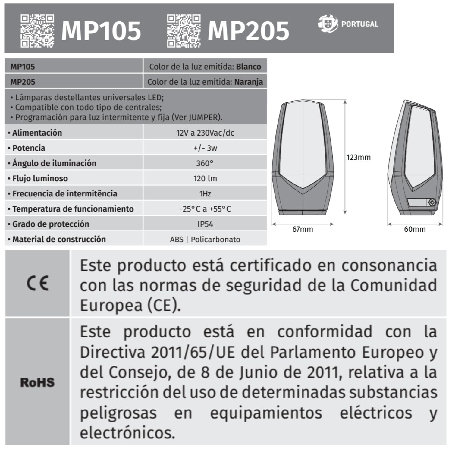 Lampada LED lampeggiante di segnalazione multivoltaggio per porta automatica del garage