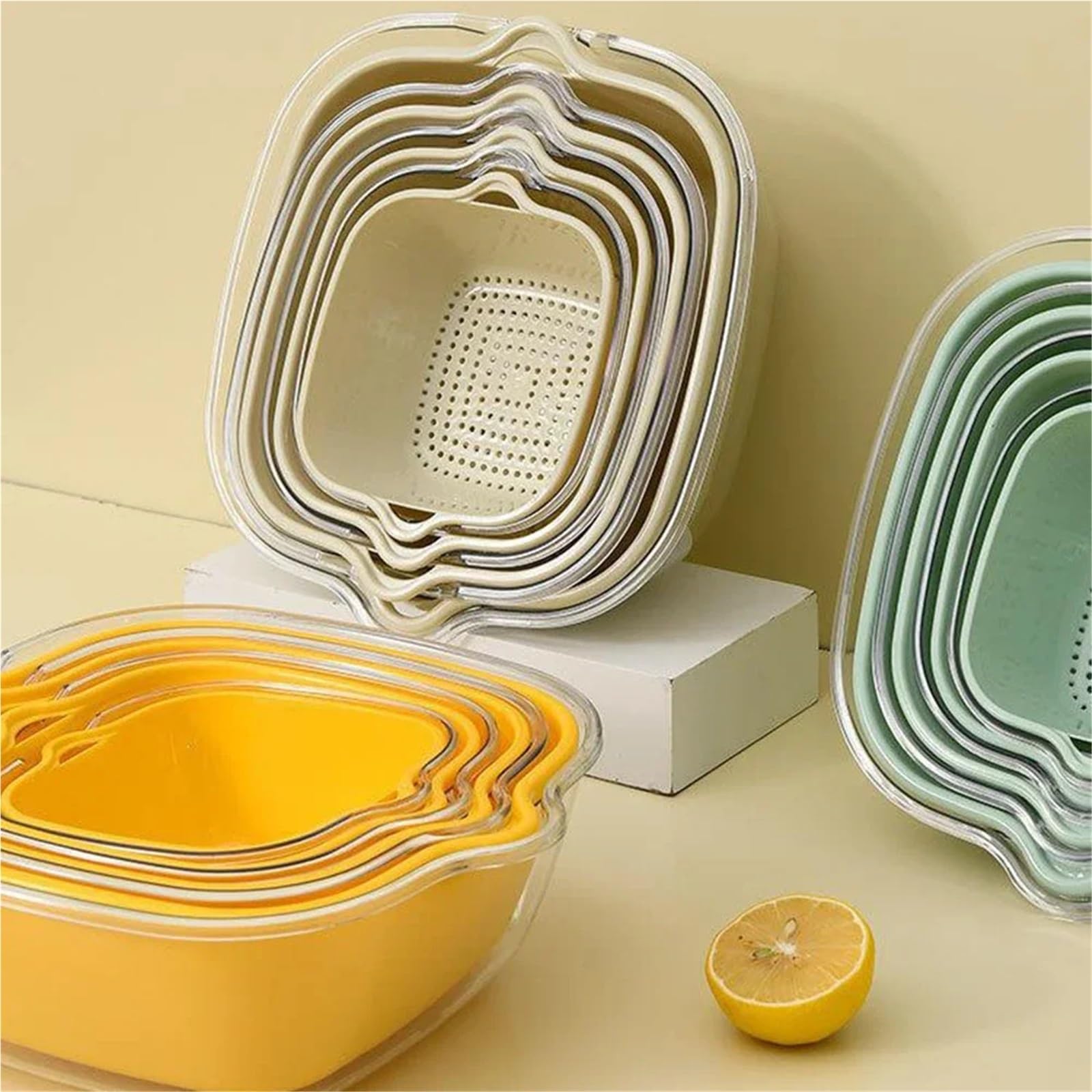 Cuenco de cesta drenaje doble silicona for cocina, 3 uds Para Cocina