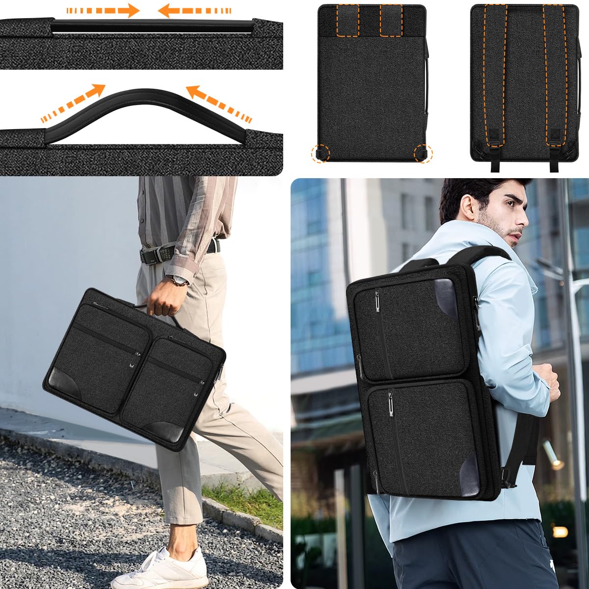HSEOK Custodia per Laptop 15"-16" Carbonio, Protettiva per PC, Spostamenti e Viaggi di Lavoro, Neoprene, 6 Compartimenti, Tasca per Telefono Cellulare, Leggero, Elegante, Unisex Adulti