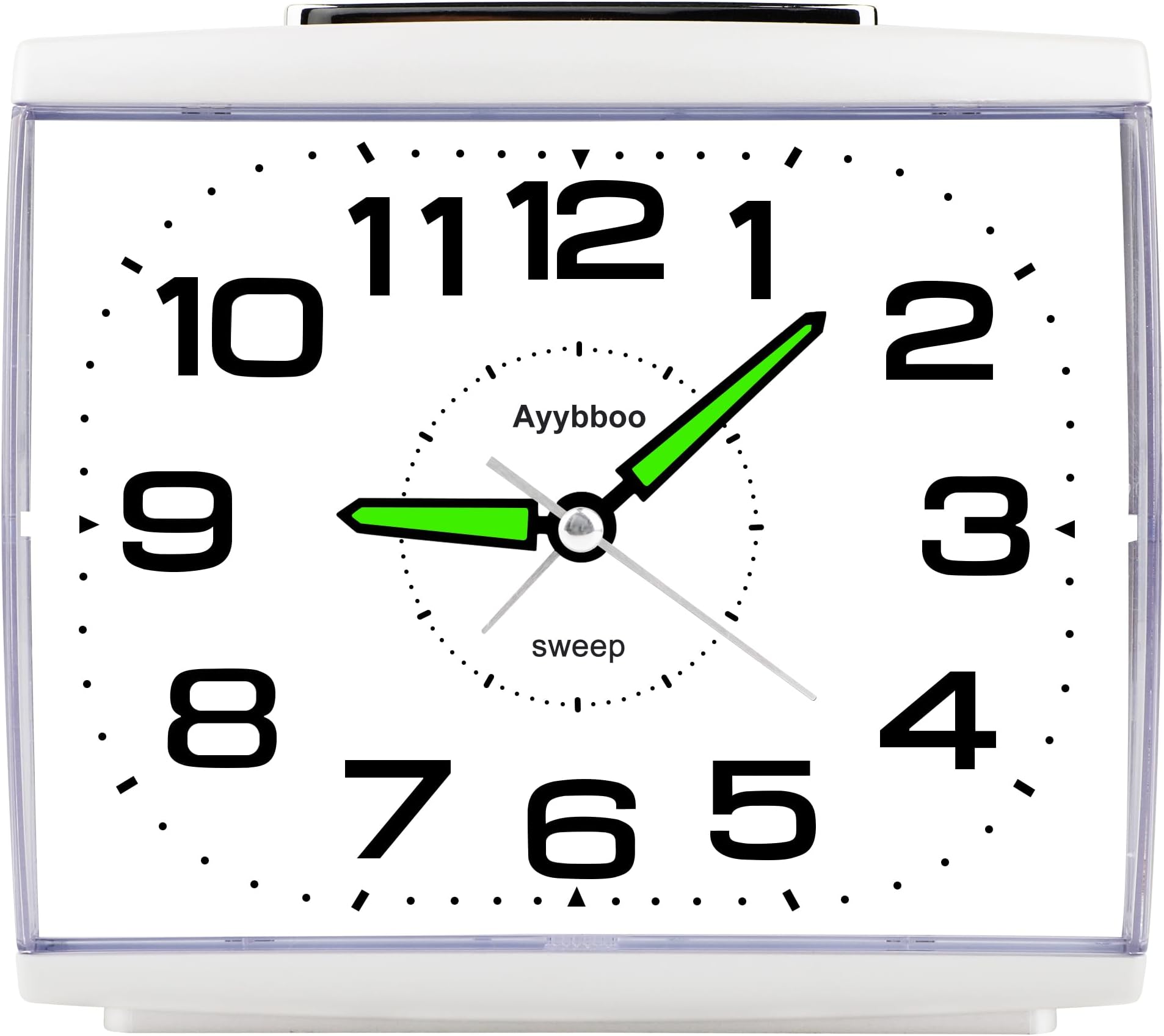 Alarm Clock Bedside Silent Non Ticking,Large Display Analogue Clock with Night Light,Battery Powered,Easy Read,Crescendo Loud Alarm for Elderly,Heavy Sleepers(White)