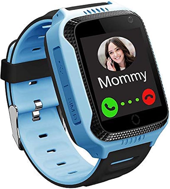 PTHTECHUS GPS Kids Smart Watch Phone for Students, Boys Girls Touch Screen Smartwatch with GPS Tracker Voice Chat One Key SOS for Help Clock Camera Compatible with IOS Android Smart Phone Blue