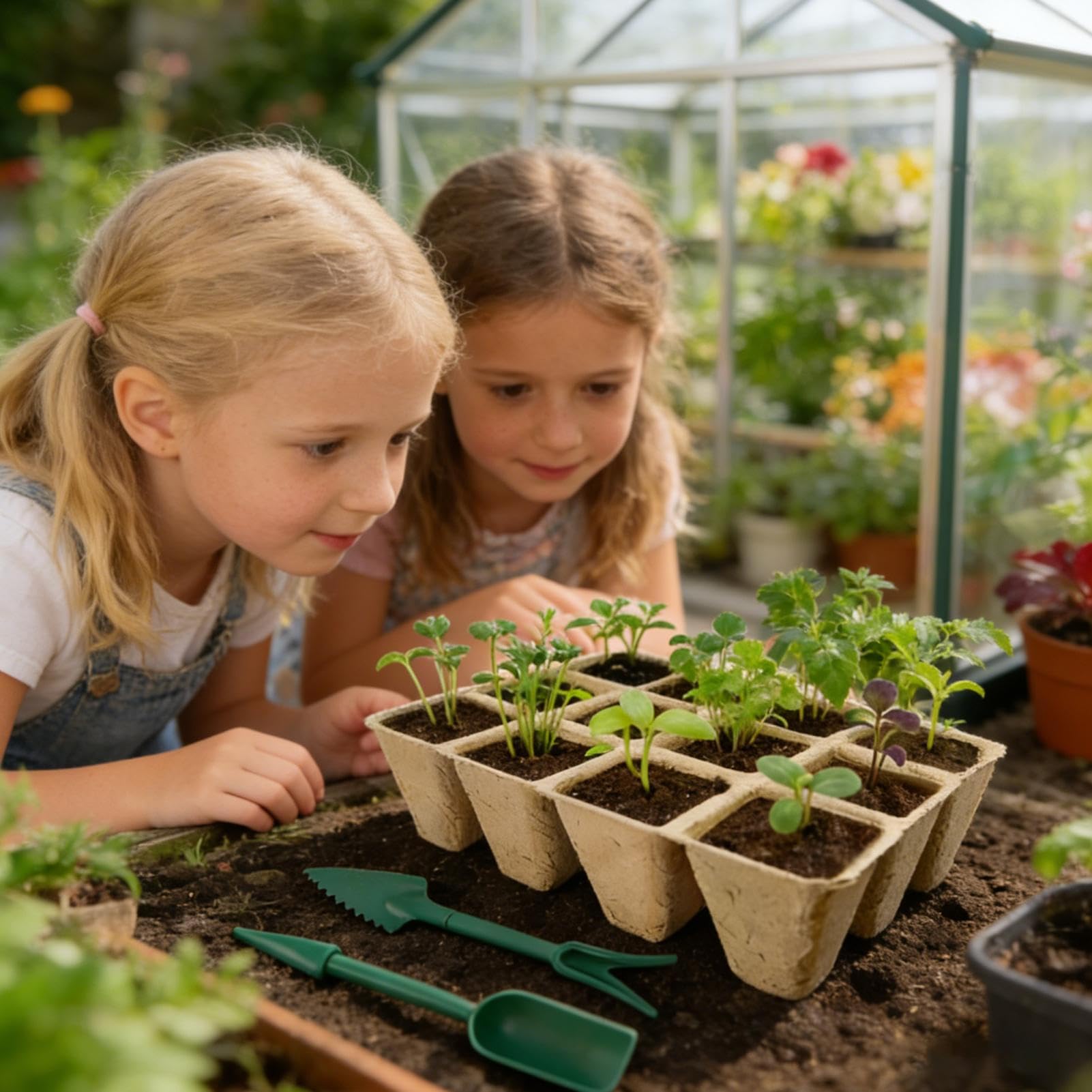 Torf Töpfe 12-Fach Unterteilter Wurzelfreundlicher Aussaatbecher | Pflanztöpfe Mit Werkzeug Und Etiketten-Set Für Anzucht und Aufzucht von Blumen Bäumen Garten Pflanzen