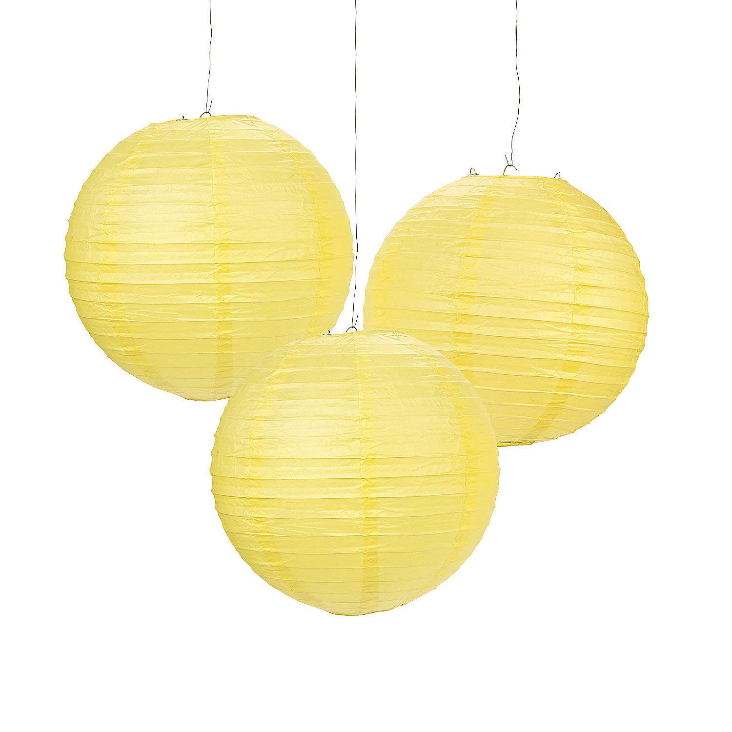 Fun Express - 12" Yellow Hanging Paper Lanterns - Party Decor - Hanging Lanterns - 6 Pieces for Celebrations