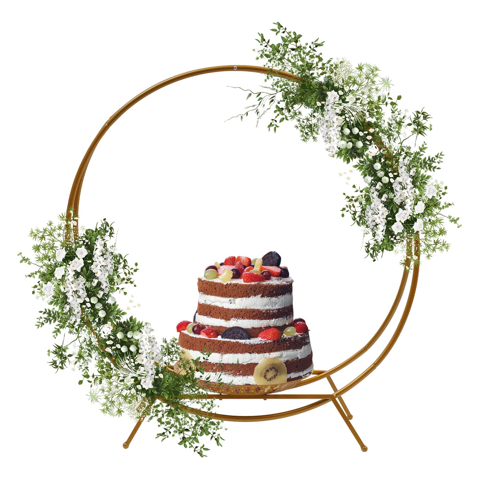 Patera na tort weselny, patera na tort, ramka, akcesoria do ciasta, 88 cm, złoty, okrągły, dekoracja ślubna, dekoracja ślubna, urodziny, na imprezy