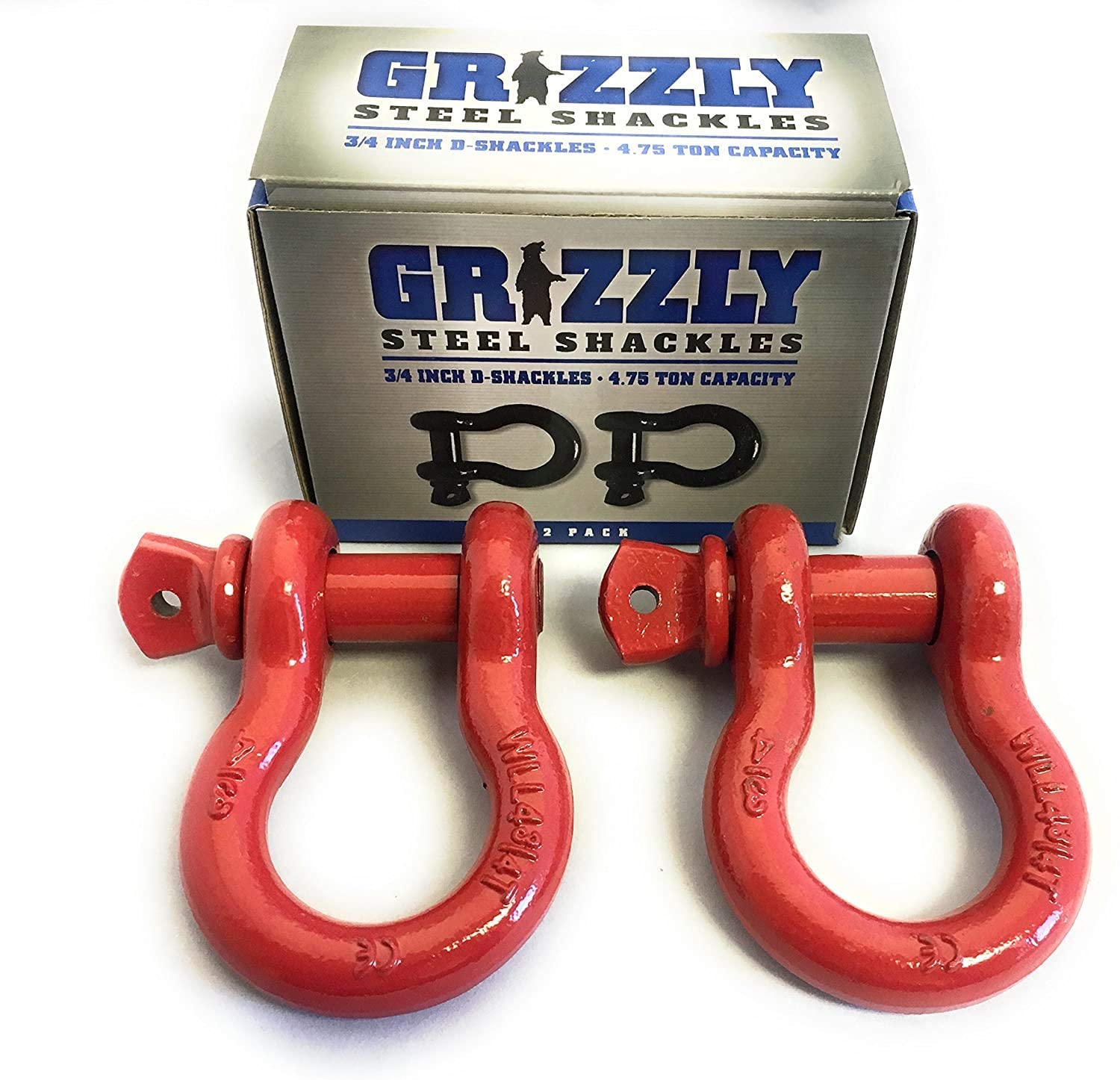 Buy 2 Pack D Ring Shackles 3/4 INCH Red Heavy Duty Steel