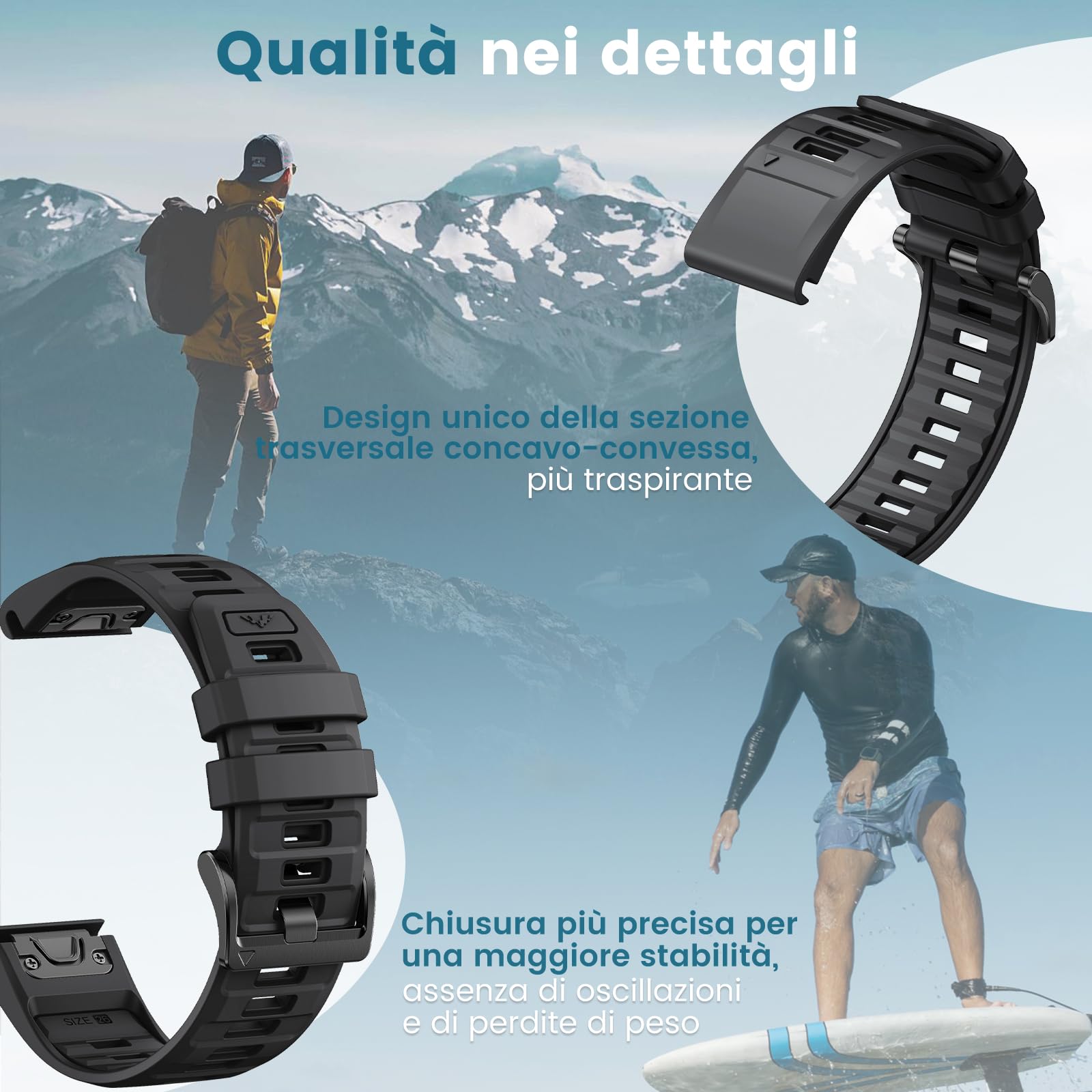ANBEST Cinturino per Garmin Fenix 8 51mm/7X/7X Pro/6X/6X Pro, Cinturino 26mm Quick-fit Silicone per Fenix 5X/5X Plus/3/3 HR/Epix Pro 51mm/Descent MK1/MK 2/Enduro/2