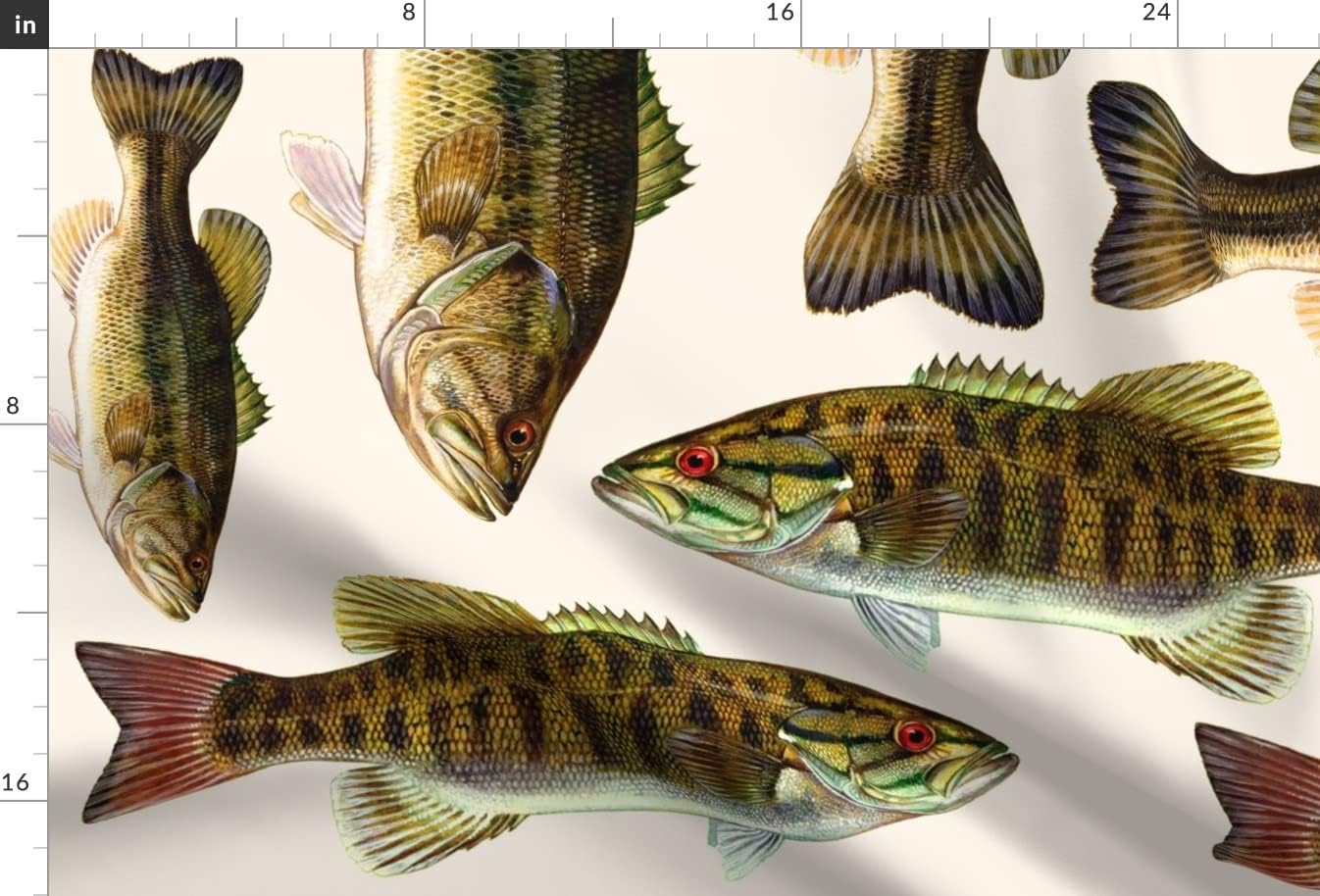 Spoonflower Fabric - Fish Bass Animal Fishing Printed on Upholstery Velvet Fabric Fat Quarter - Upholstery Home Decor Bottomweight Apparel
