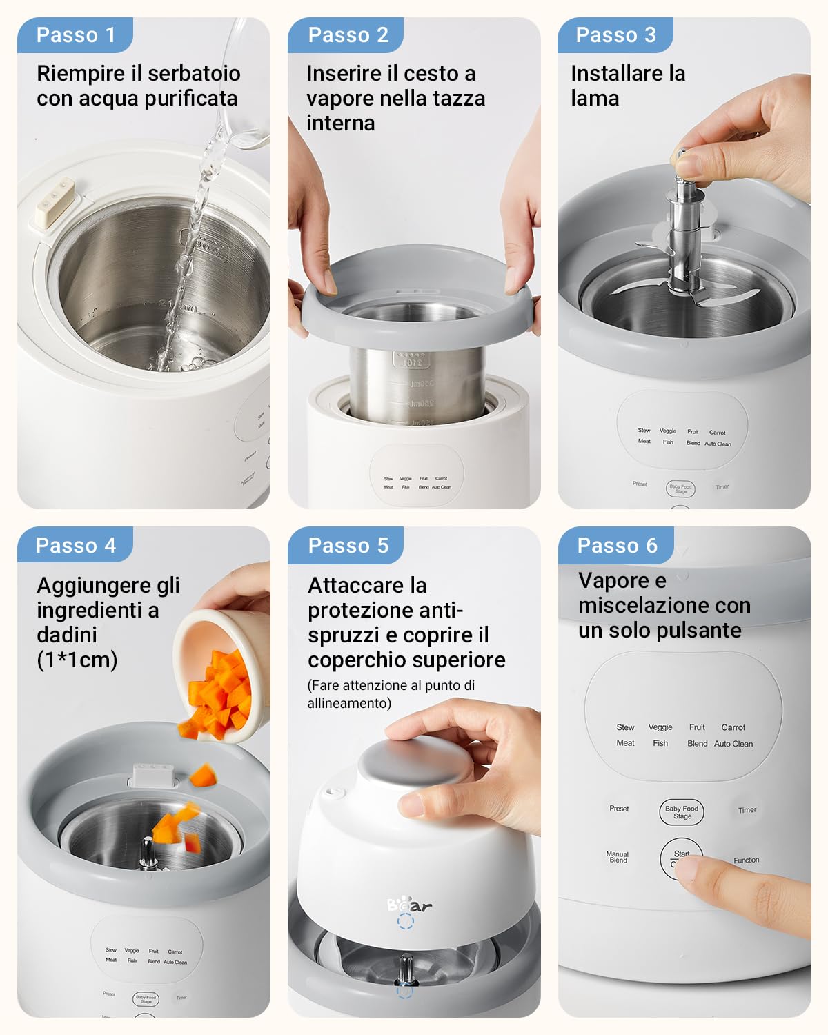 NutriEase AllStage Preparatore di Pappe per Bambini in Acciaio Inossidabile OneStep Baby Food Maker