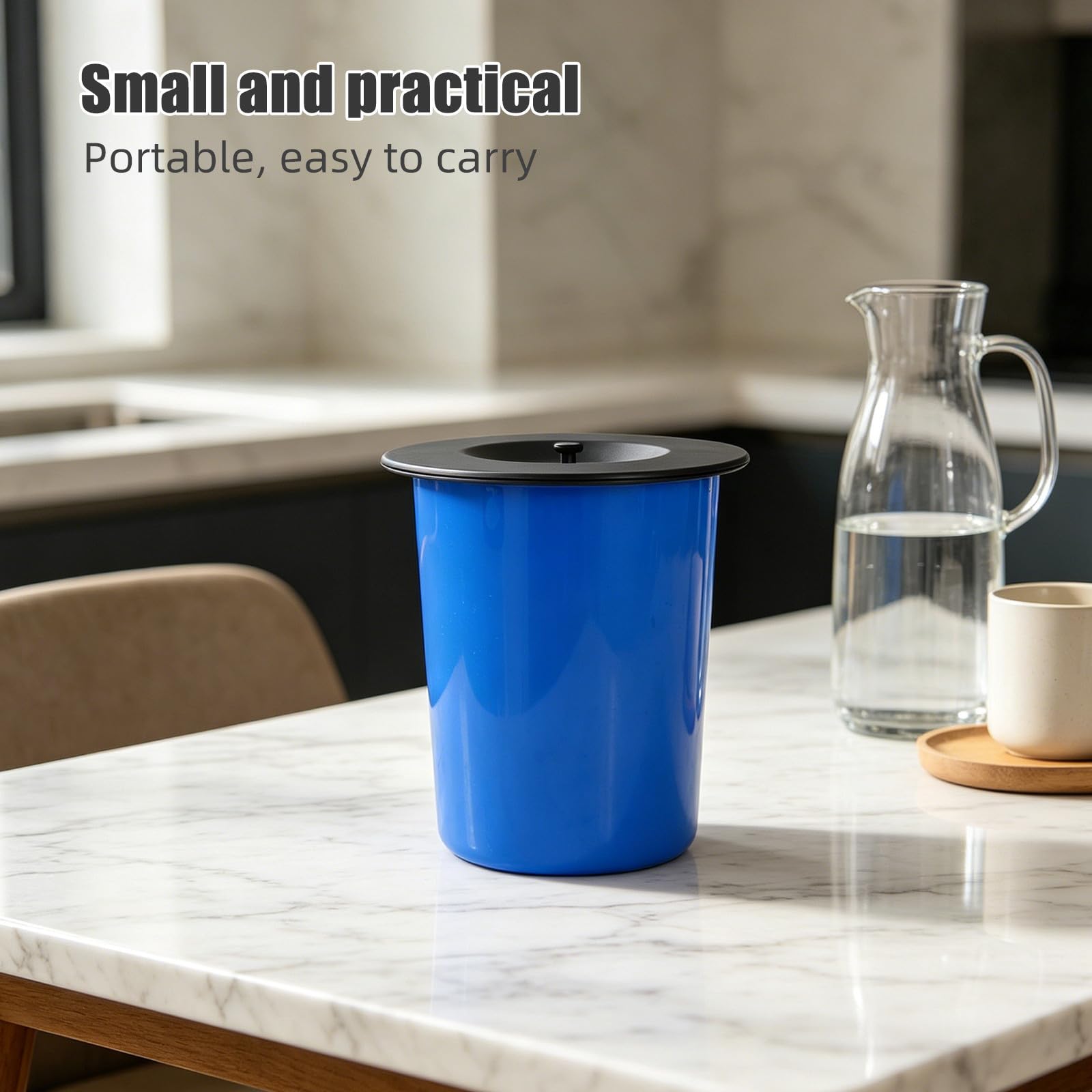 Hemobllo Cubo de Basura para Cocina Integrado de Acero Inoxidable 304 Capacidad de 8l y Diseño Redondo Moderno para Baño y Restaurantes