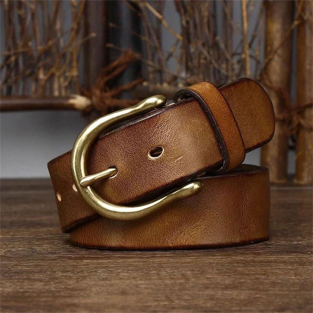 Men's Leather Belt - 3.8 cm Solid Cowskin for Jeans, Western Style Waistband