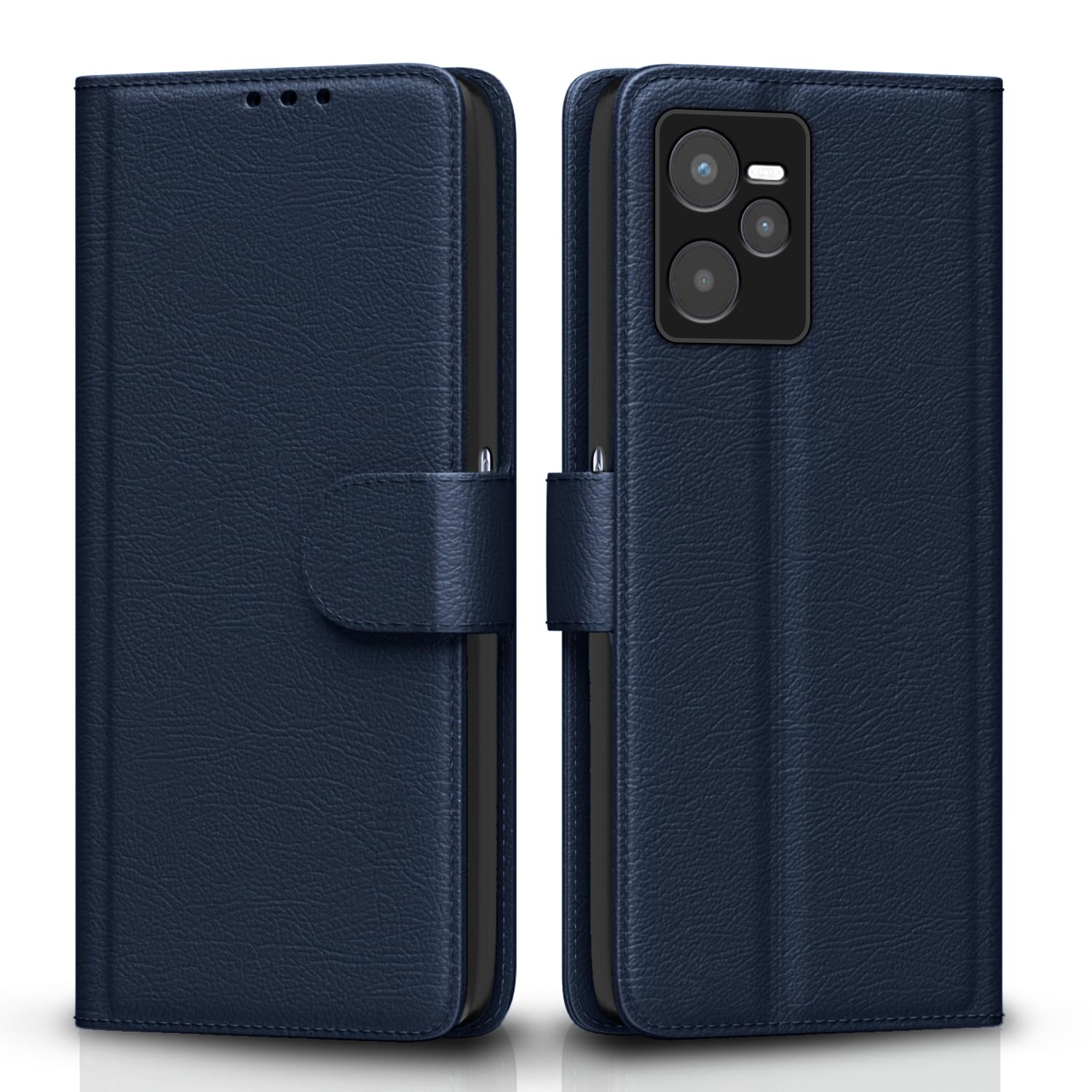 Pikkme Realme C35 Flip Cover | PU Leather Finish | 360 Protection | Wallet & Stand | Strong Magnetic Flip Case for Realme C35 (Blue)
