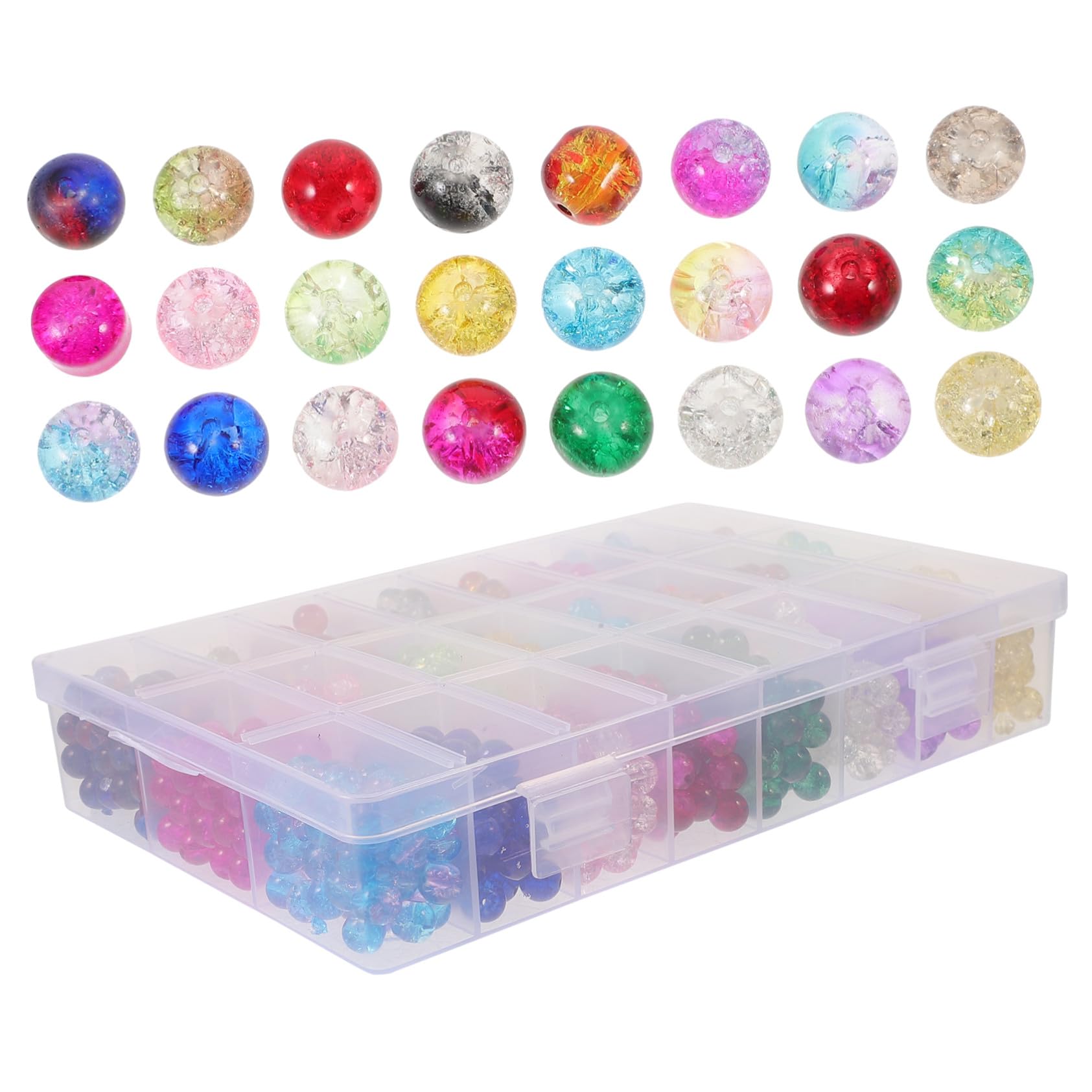 1 caja Cuentas de Vidrio Redondas Caja con Compartimentos para Pulseras y Collares DIY Accesorios de Abalorios para Manualidades