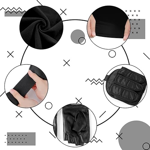 Miniatura 3 de Jiuguva 3 piezas de disfraz de Halloween para mujer, pistolera de pierna ajustable, guantes de cuero, camisetas sin mangas