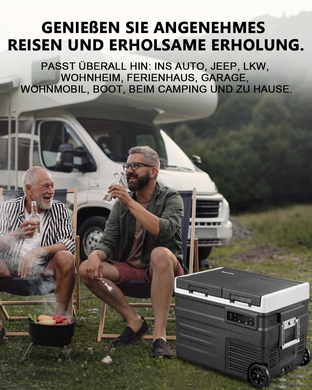 ELECAENTA Kompressor Kühlbox 40L, Tragbar Auto Kühlschrank Elektrisch -20°C bis 20°C, Dual Zone Unabhängige Kontrolle Gefrierfach APP-Steuerung für Lastwagen, Boot, Wohnmobile und Angeln
