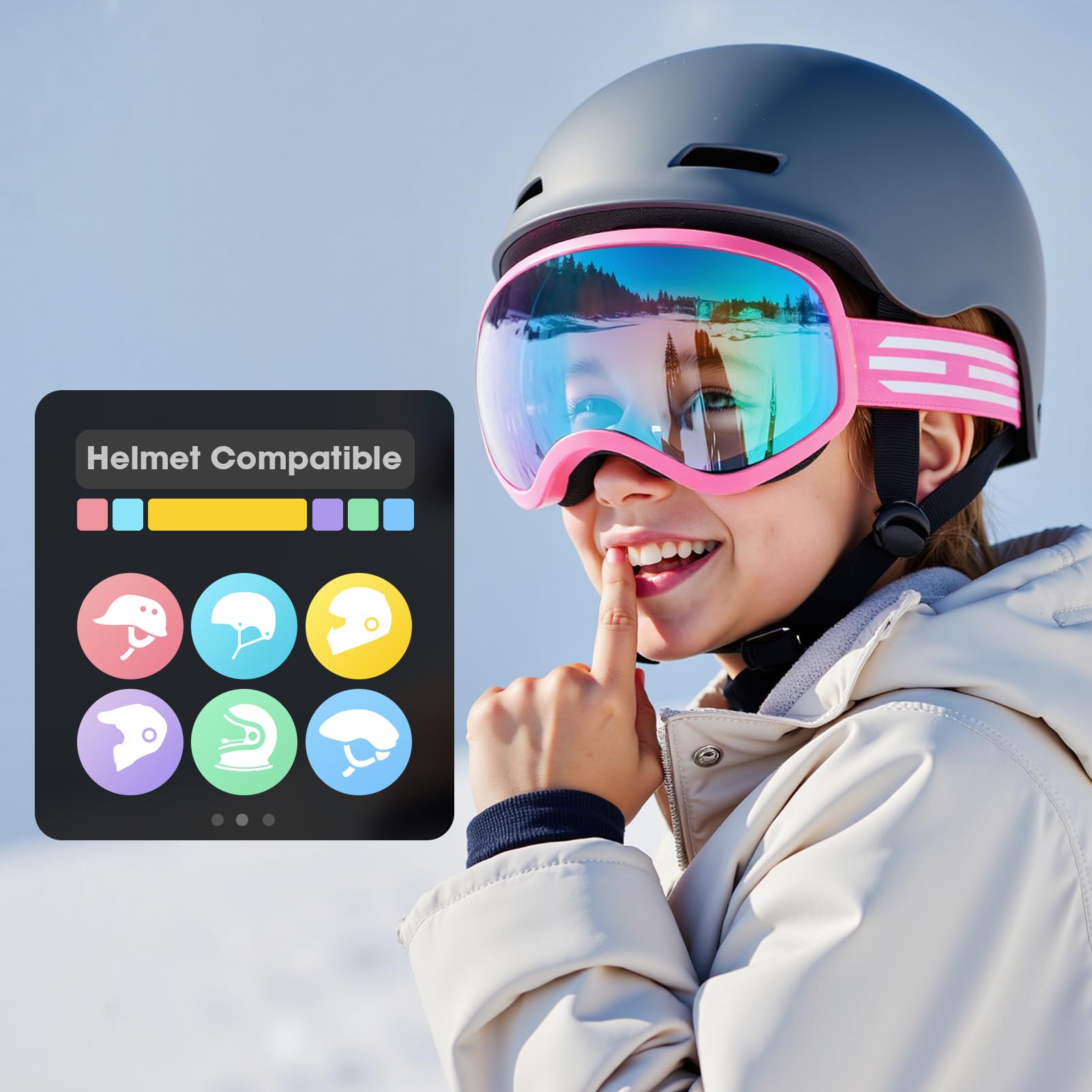 Lunettes de ski pour enfants, adolescents, garçons et filles de 5 à 14 ans