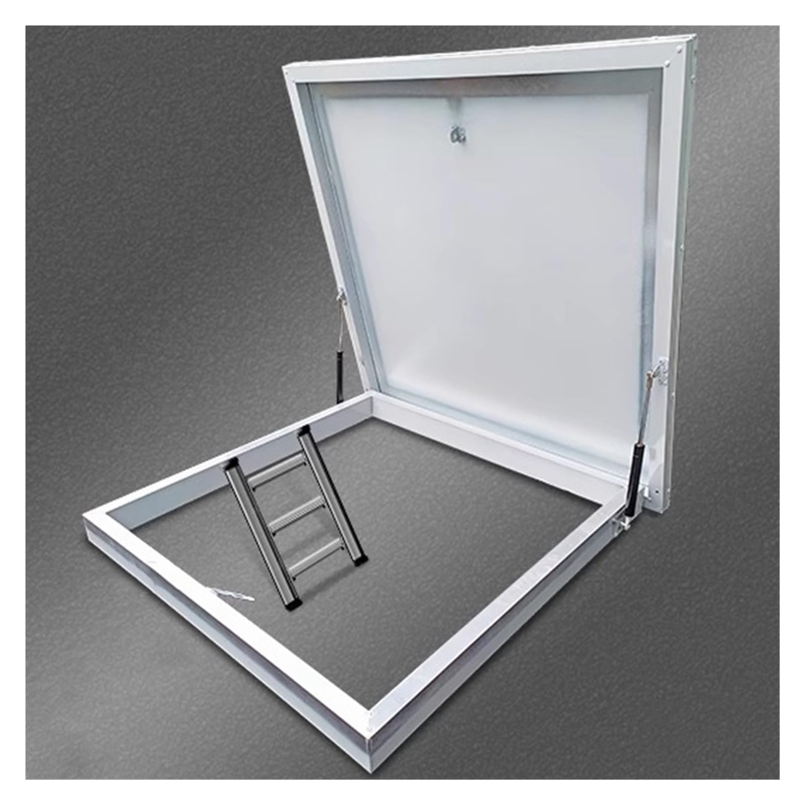 WIGING Trampilla De Acero Galvanizado para Ático Sótano Escaleras Tapa De Salida con Amortiguador De Gas, Impermeable para Ático Tapa De Trampilla para Patio(100x80x7cm)