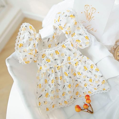Miniatura 2 de Vestido para perro con manga abombada, amarillo limón, girasol, piña, a cuadros, ropa de verano para perros pequeños y niñas
