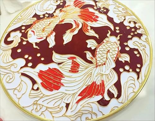 Miniatura 4 de TANZEQI Cloisonne - Kit de pintura esmaltada para pintura esmaltada china Cloisonné, arte de la carpa de la suerte, patrimonio cultural inmaterial,
