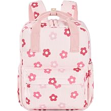 Mini Corduroy Toddler Backpack Bookbag School Bag for Toddlers Girls and Boys Preschool Daycare Kindergarten 13 H Lightweight Fits for Folder13, Floral-Pink Corduroy