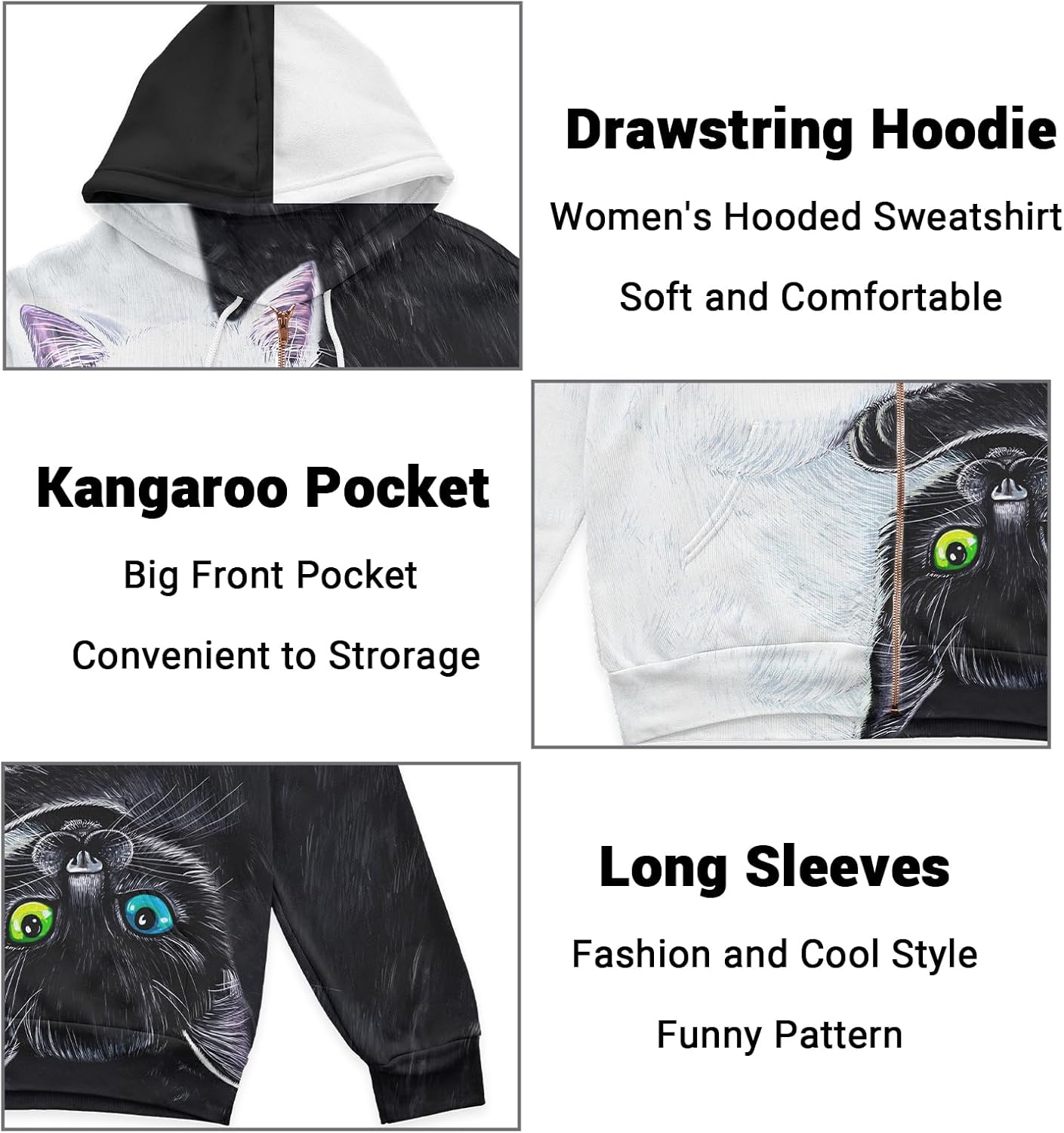 Women's Zip Front Plaid Sweatshirts Print Hoodie Fall Jackets Long Sleeve Casual Drawstring Clothes - Image 4