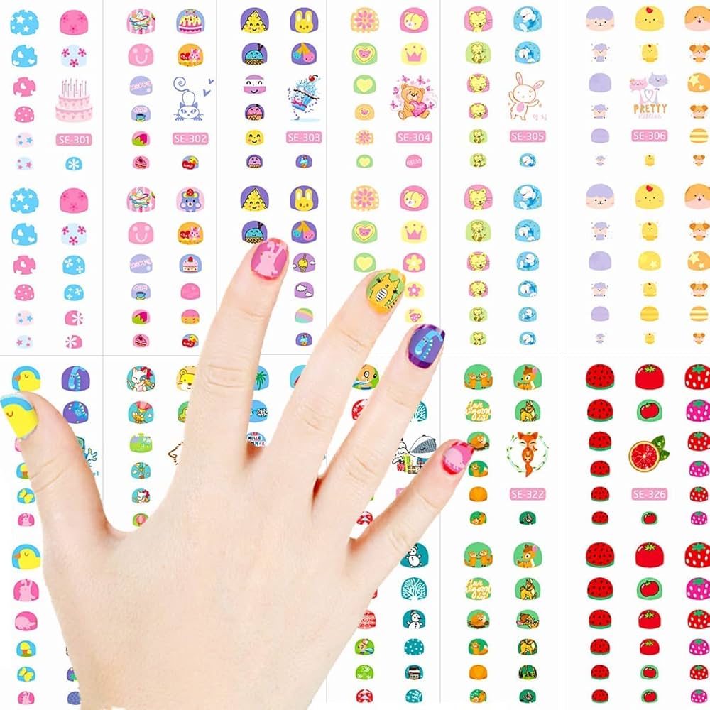 Amazon.co.jp: ANIUVOT 12枚ネイルシールかわいい 动物花柄 漫画