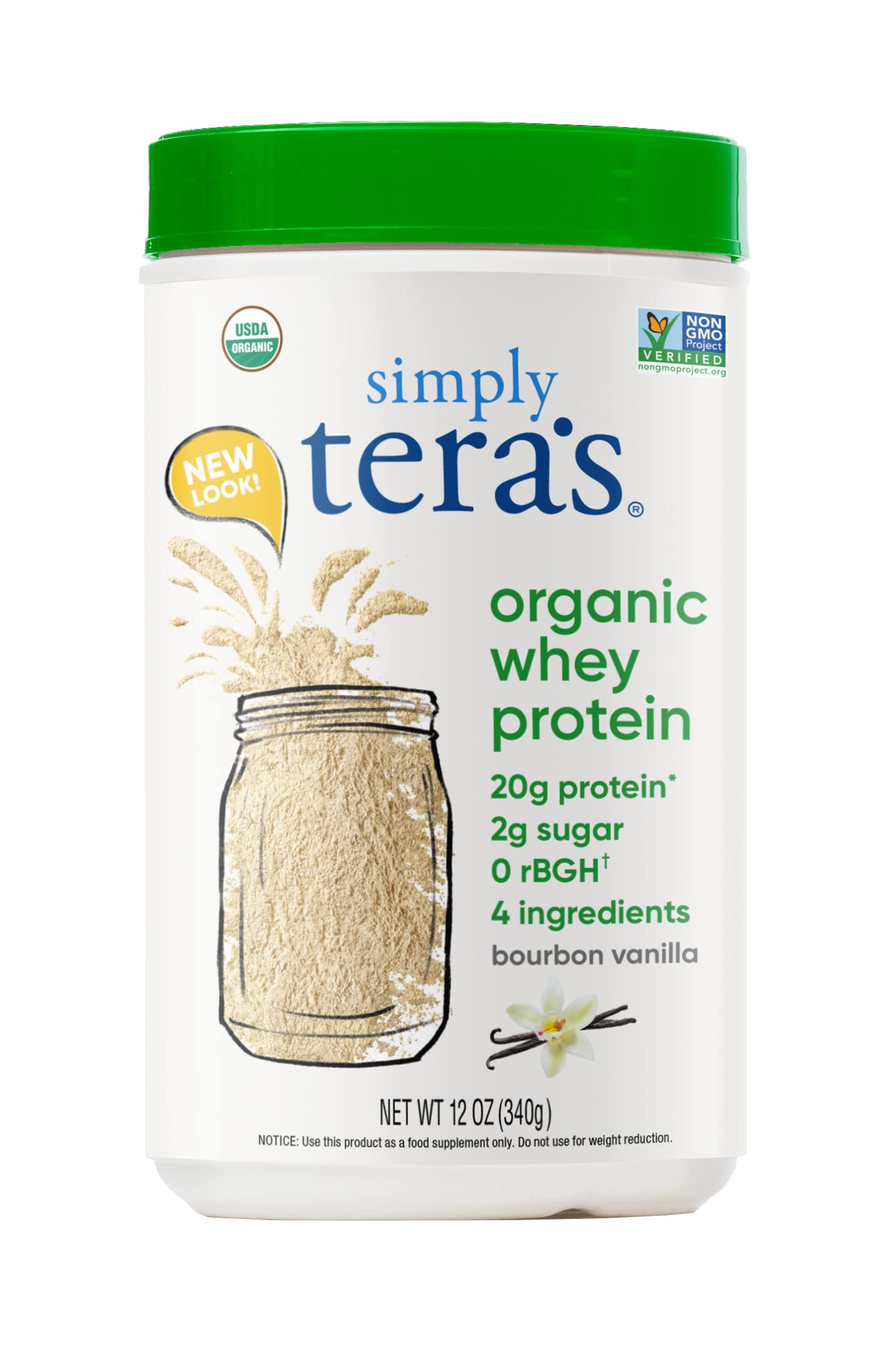 Simply tera's Organic Whey Protein Powder Bourbon Vanilla Flavor