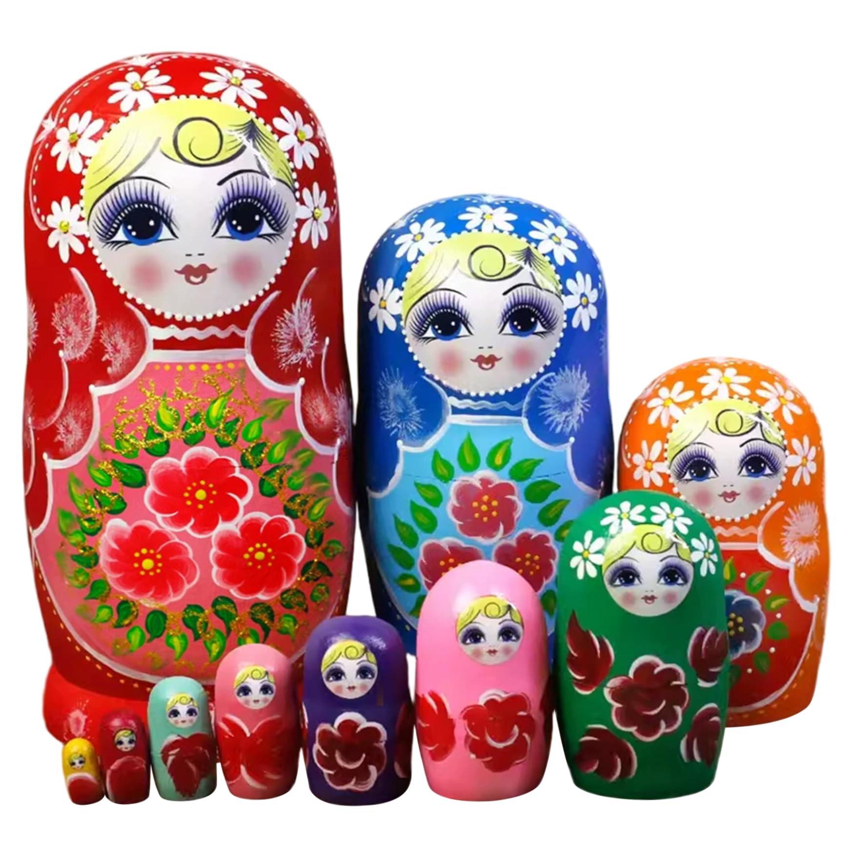 Poupées gigognes Russes 10 pièces/Ensemble, poupée Matryoshka empilable en Bois pour Enfants et Adultes, décoration d'étagère de Maison