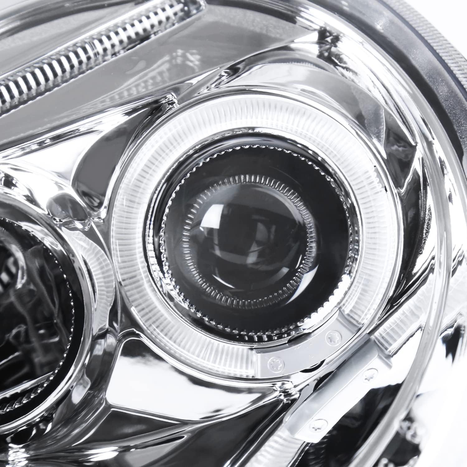 SPEC-D TUNING Chrome Housing Clear Lens Projector Headlights Compatible with 1998-2005 Volkswagen Beetle With Factory Halogen Headlight, Left + Right Pair Headlamps Assembly