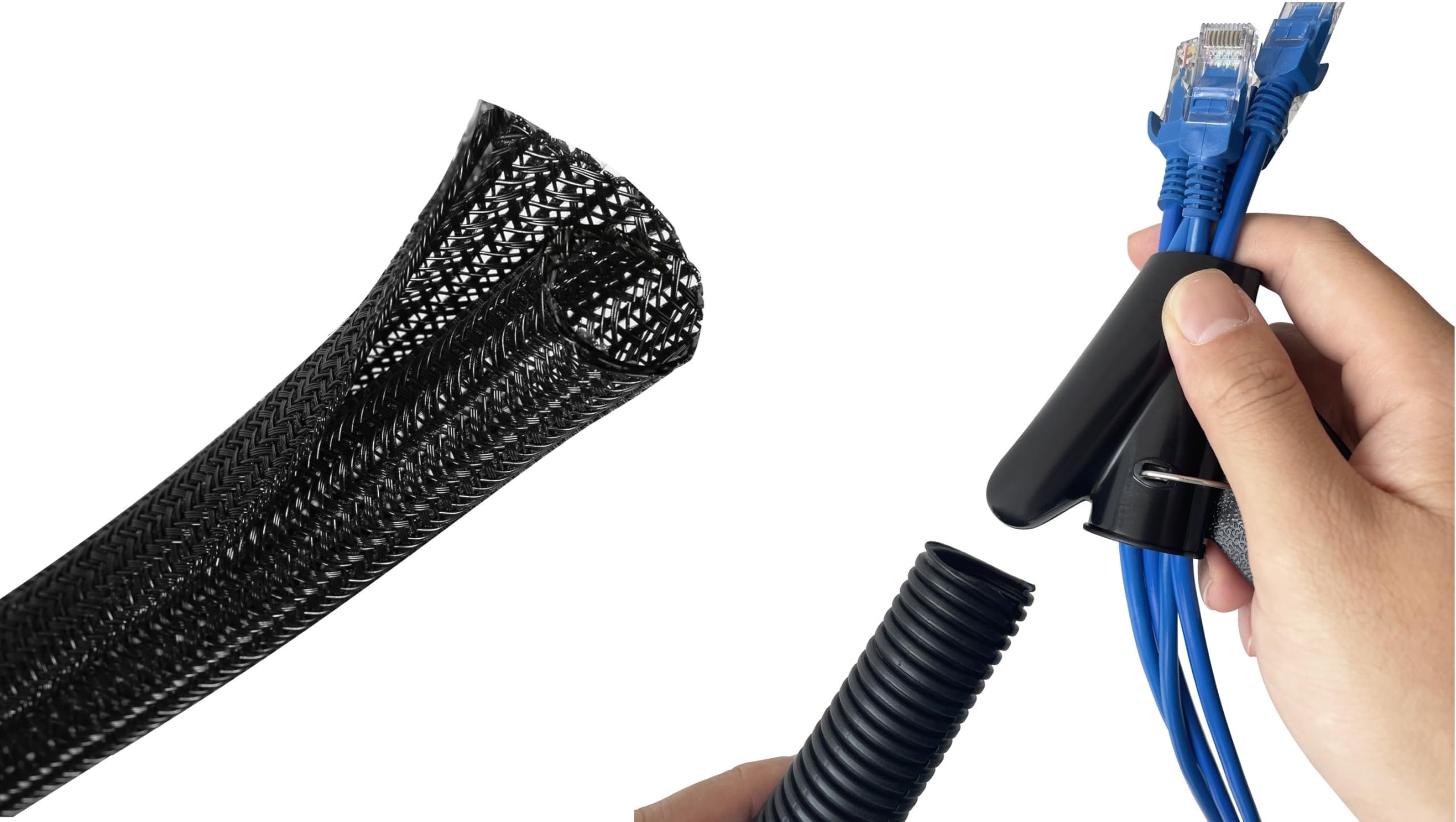 CrocSeeCrocSee 25ft - 3/4 inch Split Braided Cable Sleeve and Wire Loom for Home/Office/Automobile