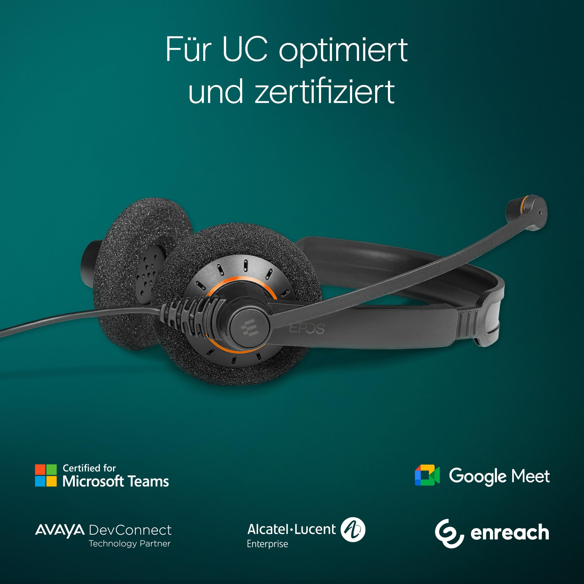 Sennheiser EPOS Impact SC 60 USB ML beidseitiges UC-Headset mit In-Line Call Control Zertifiziert für Skype for Business, 9734329000