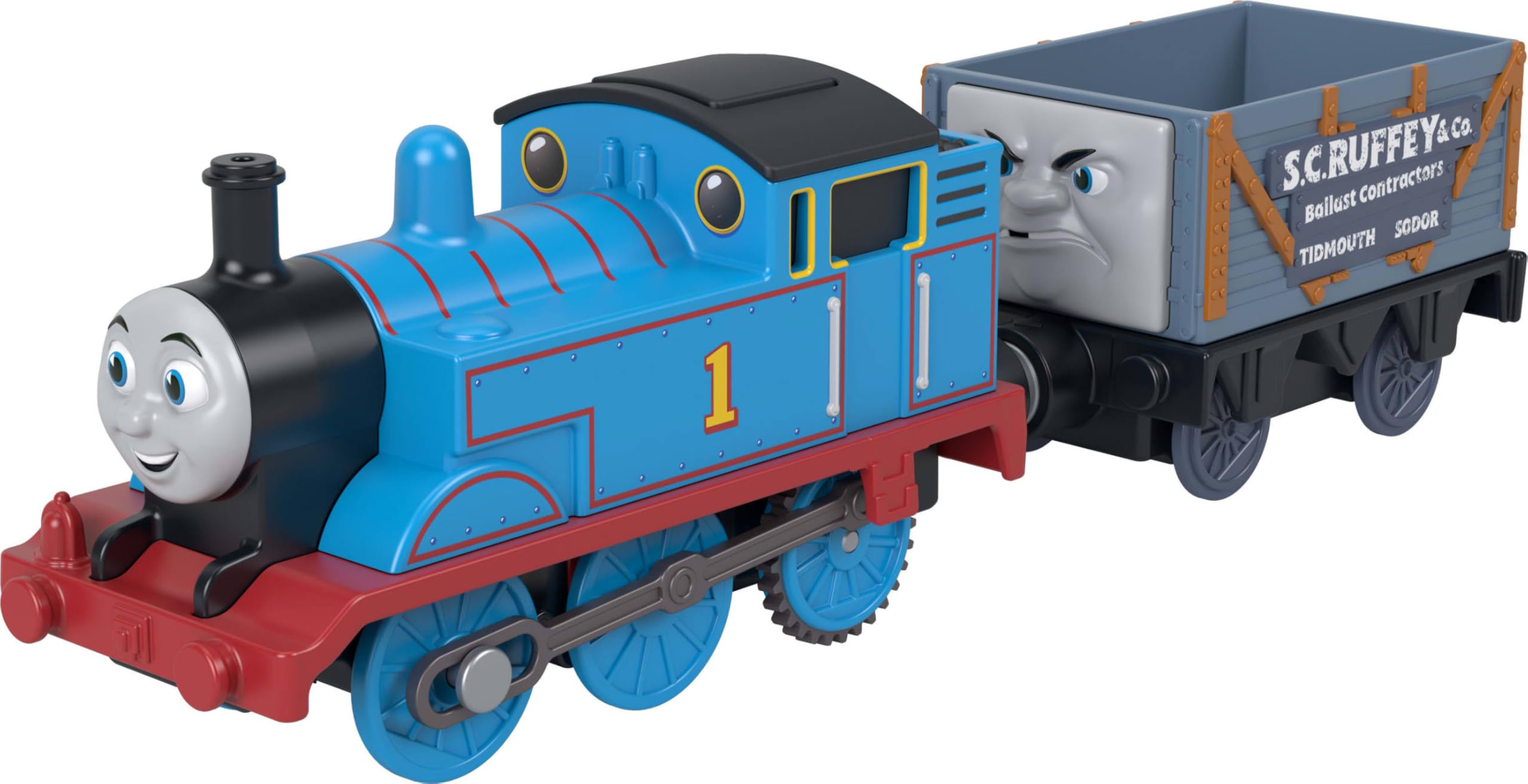 Thomas & Friends Motorized Thomas Engine & S.C. Ruffey Truck | Fisher-Price Battery-Powered Toy Train & Vehicle for Preschoolers, Classic Characters from the Railway Series Thomas & Sc Ruffey