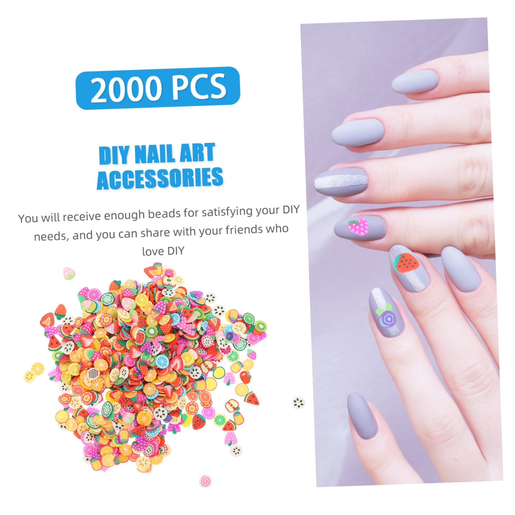 FRCOLOR 8000pièces Perles Polymère Fruits Et Gâteaux Accessoires Pour Nail Art Et Décoration De Gâteaux Pour Projets Créatifs Famille
