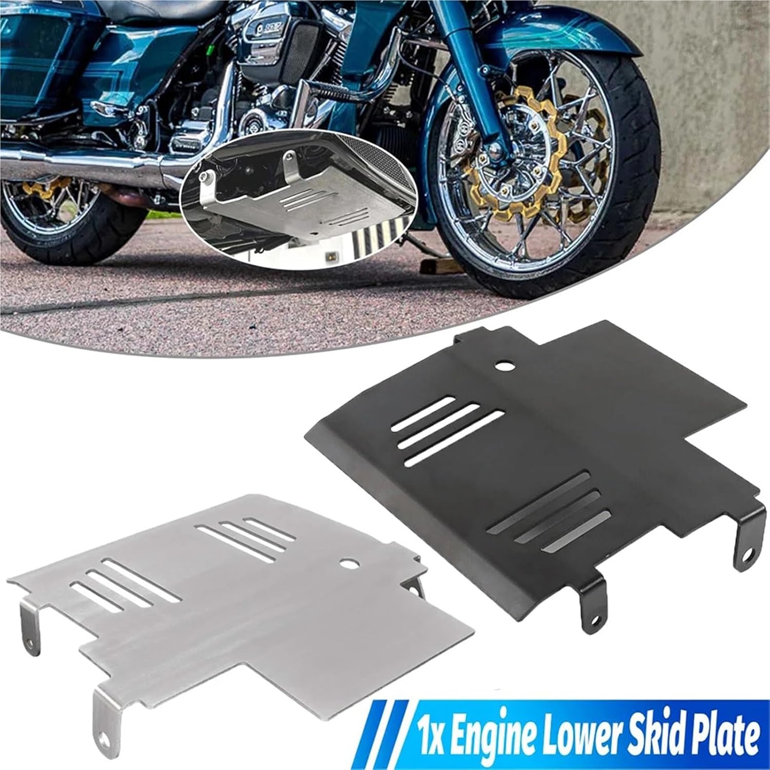 Motorcycle Engine Lower Skid Plate Black Silver Aluminium Protector For Harley CVO Street Road Glide ST FLHXSE FLHX 2023 2024(Silver)