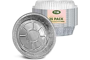 YLT WAX Round Cake Tin: 25-Pack 7" Aluminum Foil Pans with Lids for Tart Baking