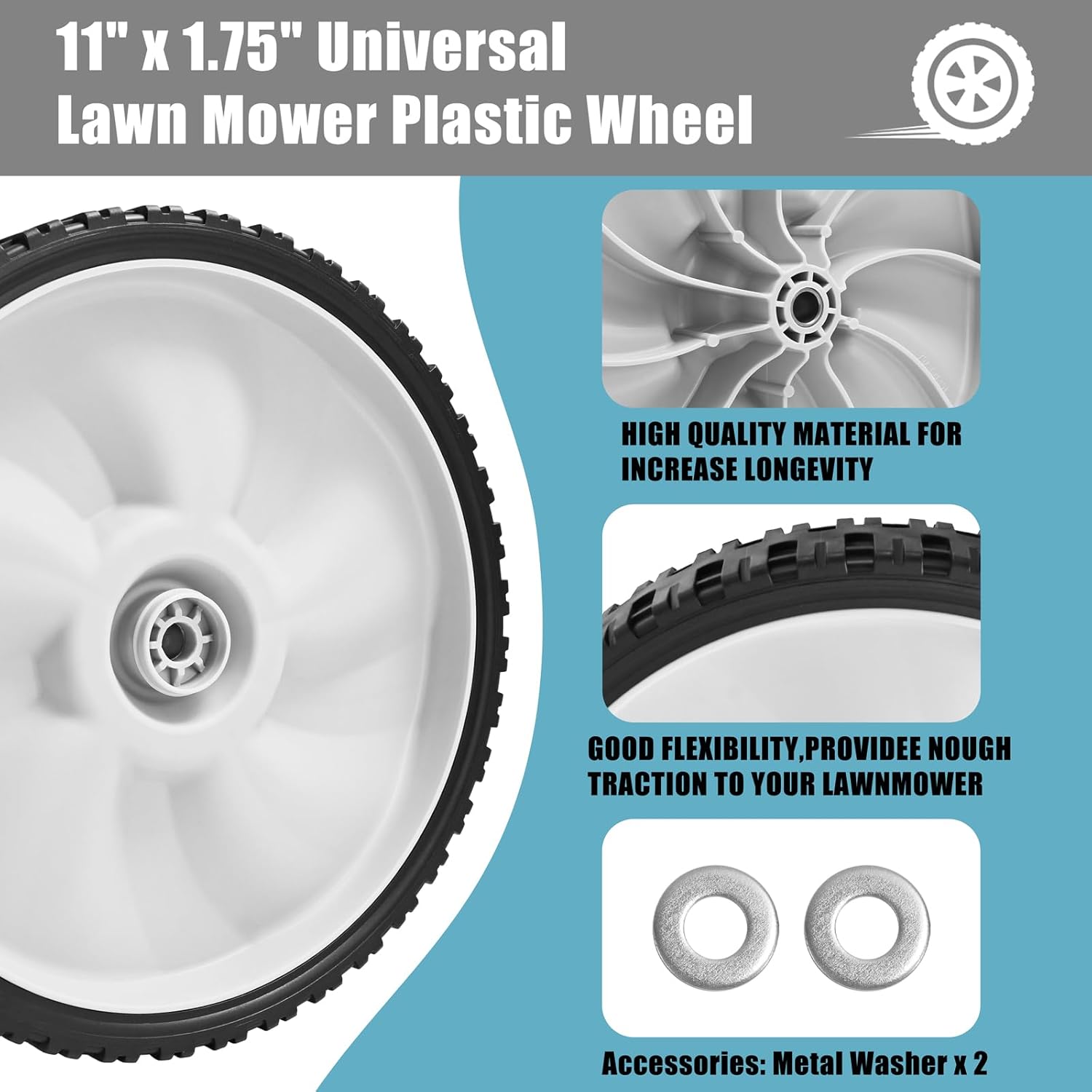 11" 634-04625 Rear Wheels Replacement for Arnold 490-325-0023, 734-04018C Lawn Mower Front Drive Wheel for Troy Bilt Tuff-Cut 210 TB210 TB230 TB240