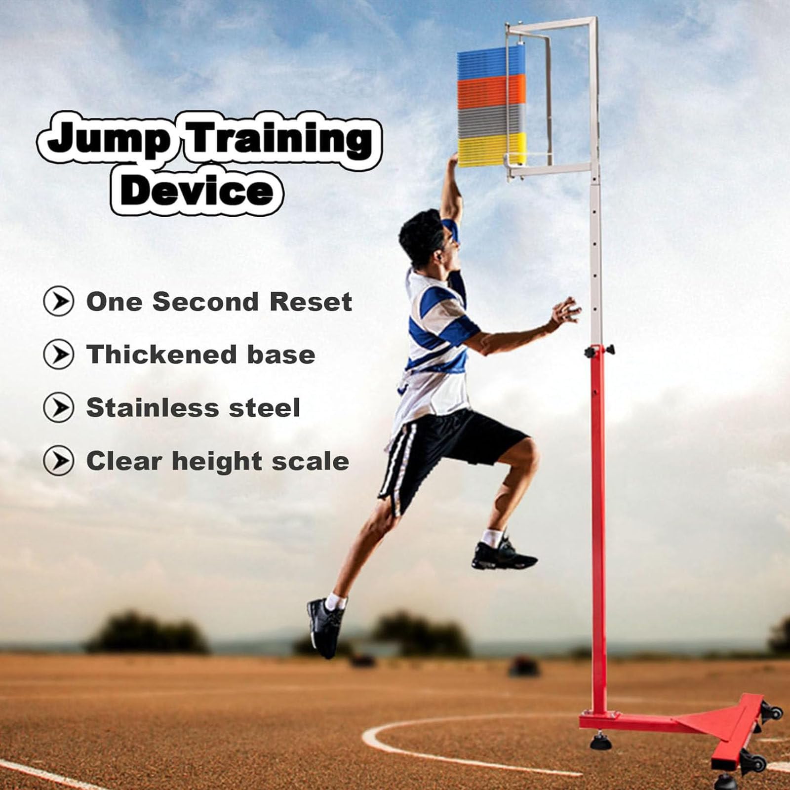 Generisch Hochleistungs-Vertikalsprungmessgerät für Basketball und Volleyball, Verstellbarer Sprunghöhenmesser (1,7–3,6 m), robuster Messstab mit farbenfrohem Design