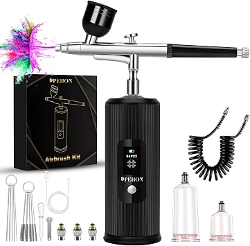Airbrush Kit 36PSI Cordless Airbrush Kit with Compressor Dual Action Air Brush Painting Set Portable Airbrush Gun with 0.3mm Tip for Makeup, Art, Tattoo, Cake Decor, Nail Art, with Extend Wire