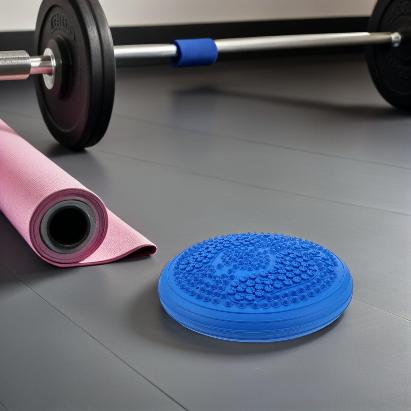 VANZACK Coussin Gonflable Bleu avec Pompe Tapis de Yoga Portable Épais pour Massage, Stabilité et Entraînement Fitness à la Maison ou en Plein Air