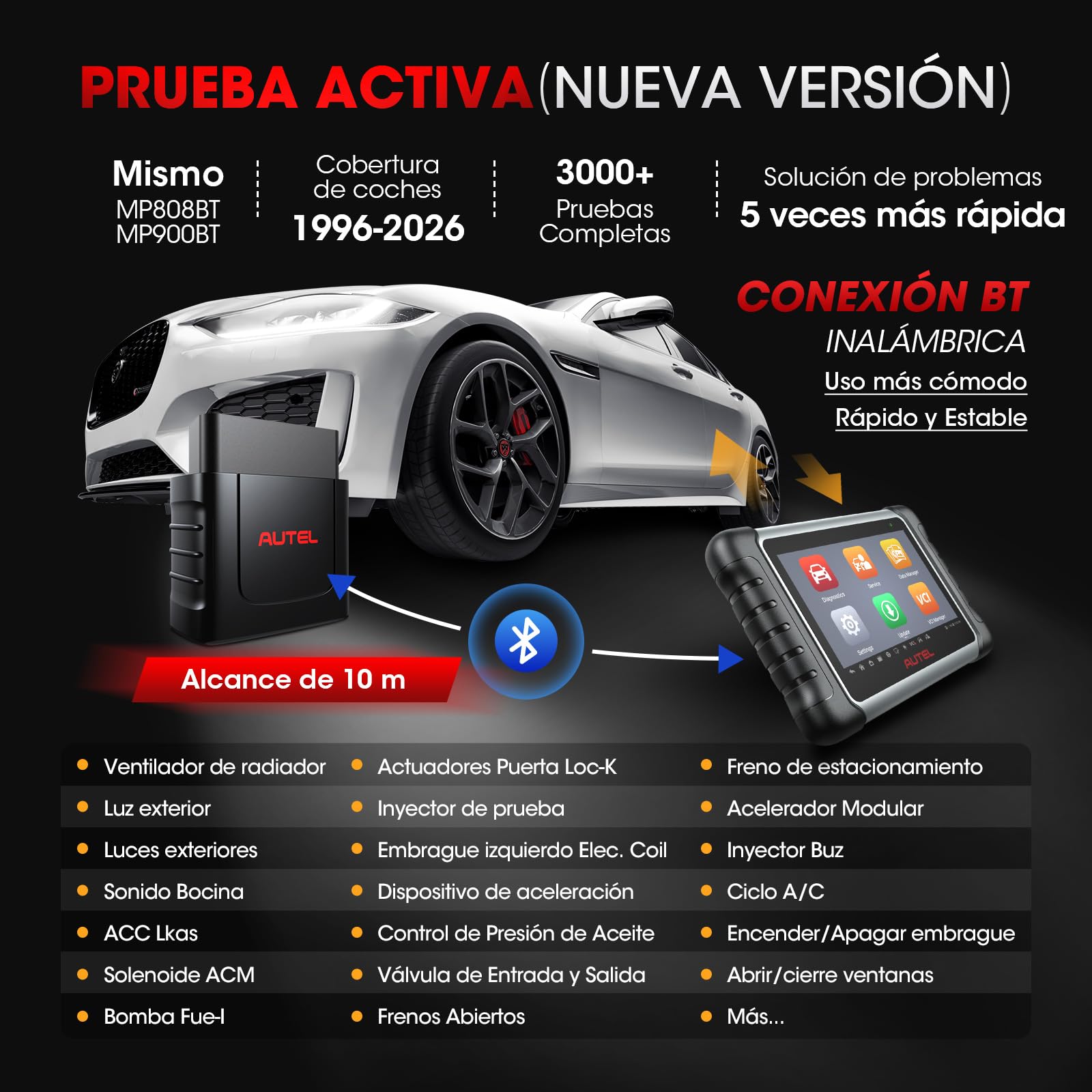 Autel MaxiCOM MK808K-BT Escáner: 2024 Actualiza de MX808S MK808S, Función como MK808BT Pro MK900BT Herramienta Escaneo Bidireccional, Dual WiFi, Prueba Activa, 28+ Servicio, Diagnóstico Todos Sistemas