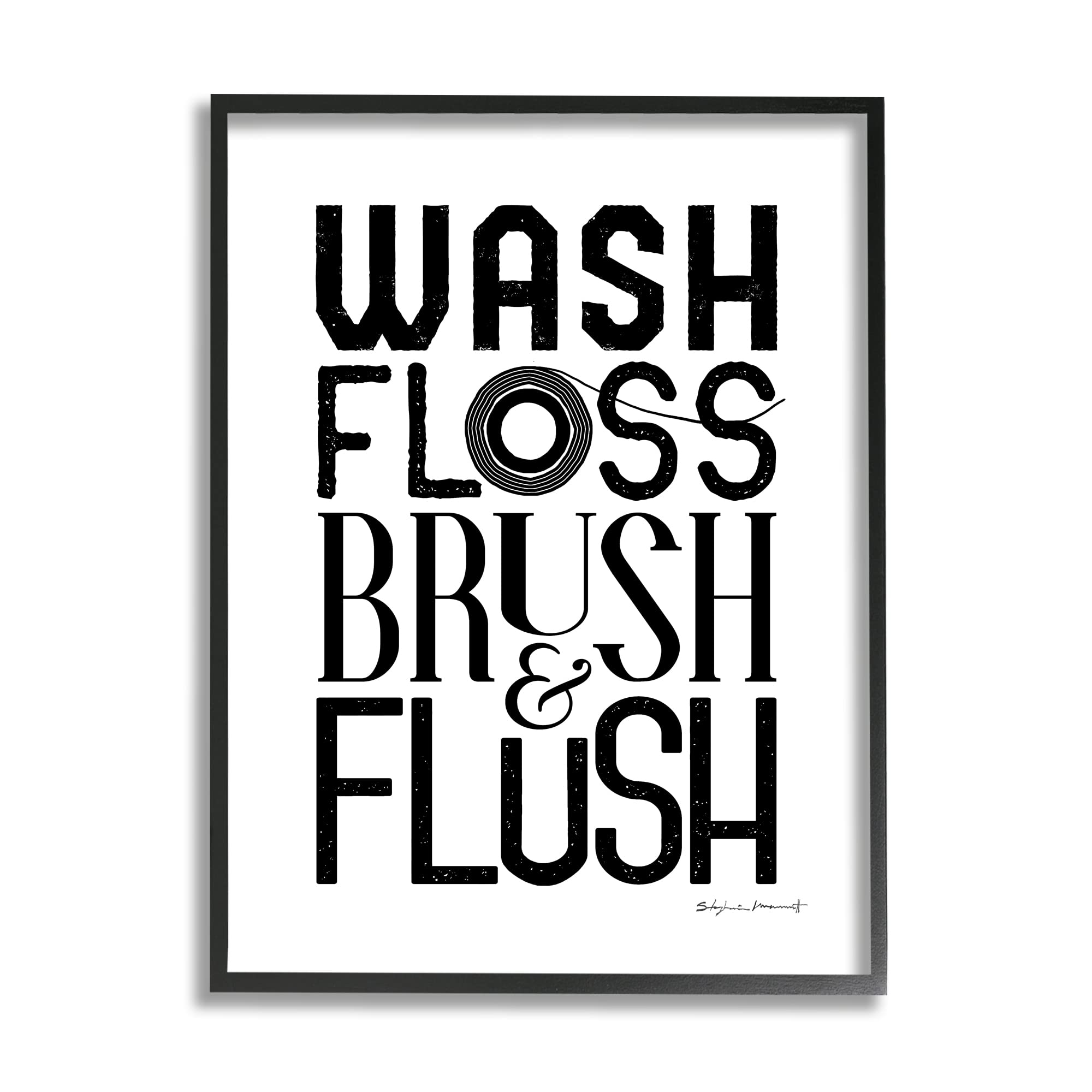 Stupell Industries Bathroom Terms Wash Floss Brush Flush Minimal Text