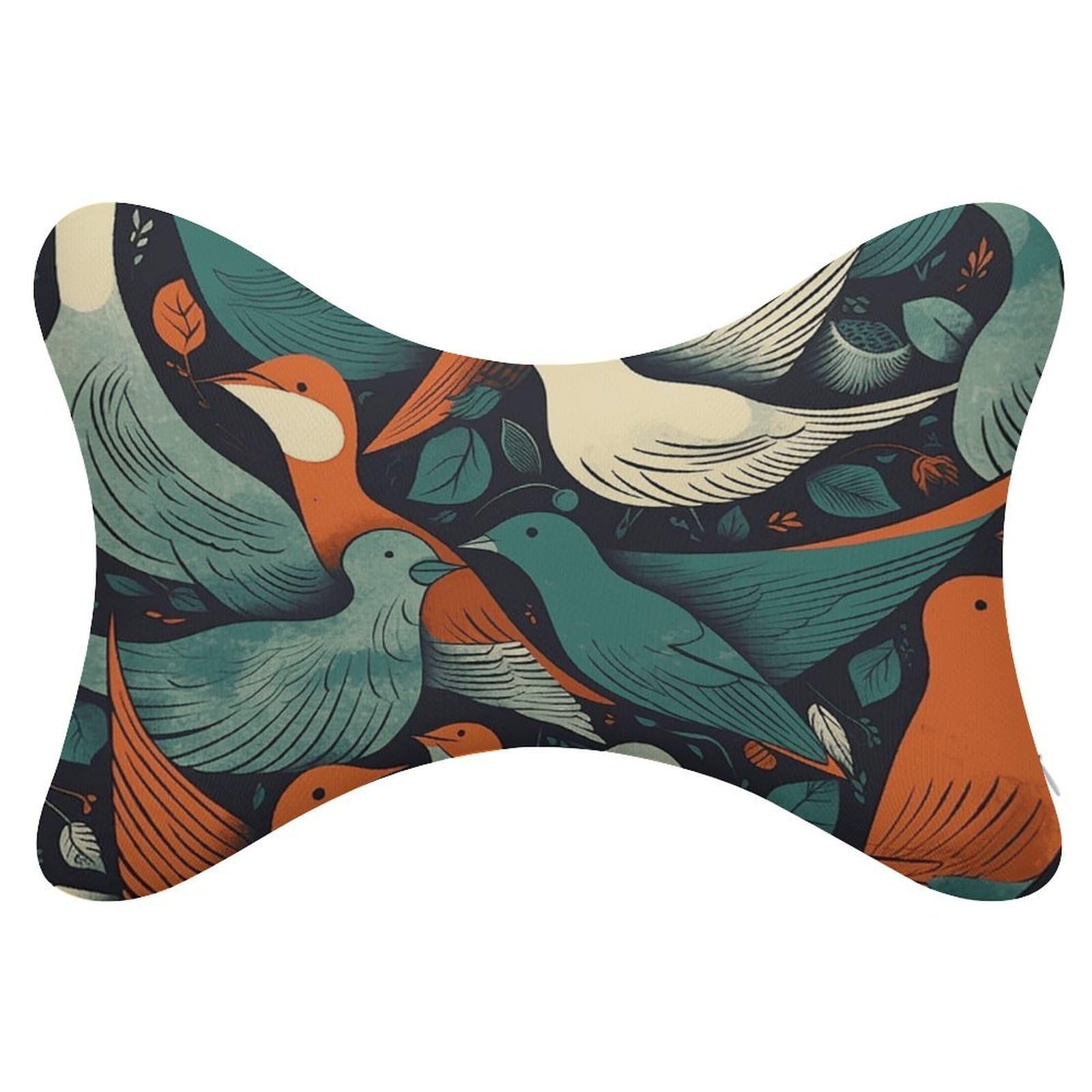 FekiLoot Flock of Birds Car Headrest Set of 2,Softness Memory Foam Car Neck Pillow with Breathable Removable Cover Car Neck Support Pillow Ergonomic for Driving, Office