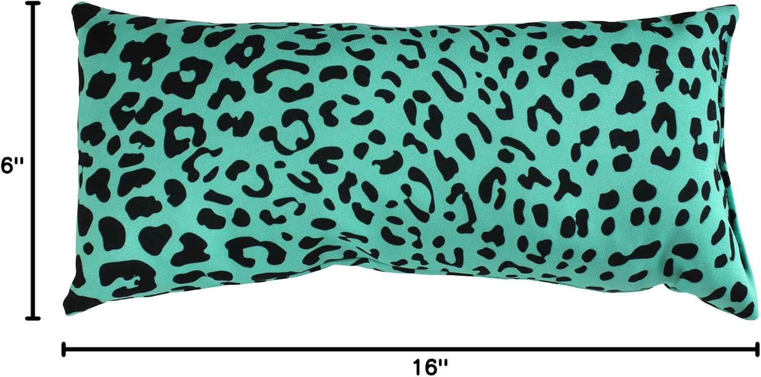 College Covers Animal Print Pillows Decorative Pillow, 16" X 6", Leopard Teal