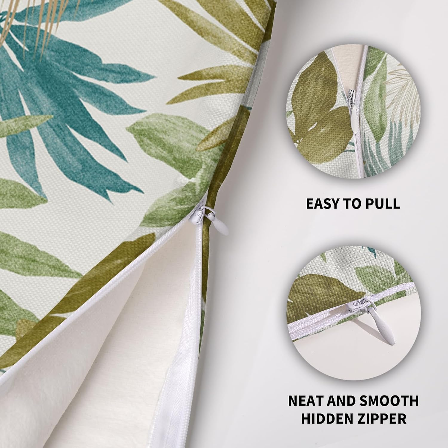 Tropical Pillow Covers 24X24 Set of 2, Green Blue Teal Brown Palm Leaf Summer Print Decorative Throw Pillowcases Outdoor Farmhouse Seasonal Cushion Cases Couch Sofa Bed Decor