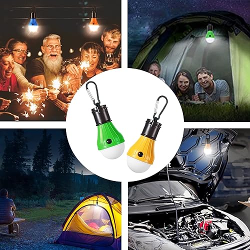 Miniatura 8 de Linterna LED para tienda de campaña, bombilla de emergencia portátil impermeable para exteriores, funciona con pilas, con gancho de clip, súper