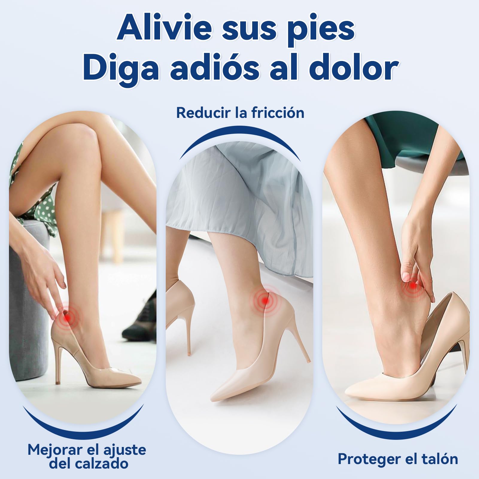 Almohadillas acolchadas para el talón, 3 pares de almohadillas autoadhesivas para zapatos sueltos, almohadillas antideslizantes para zapatos de tacón alto, zapatos de cuero demasiado grandes